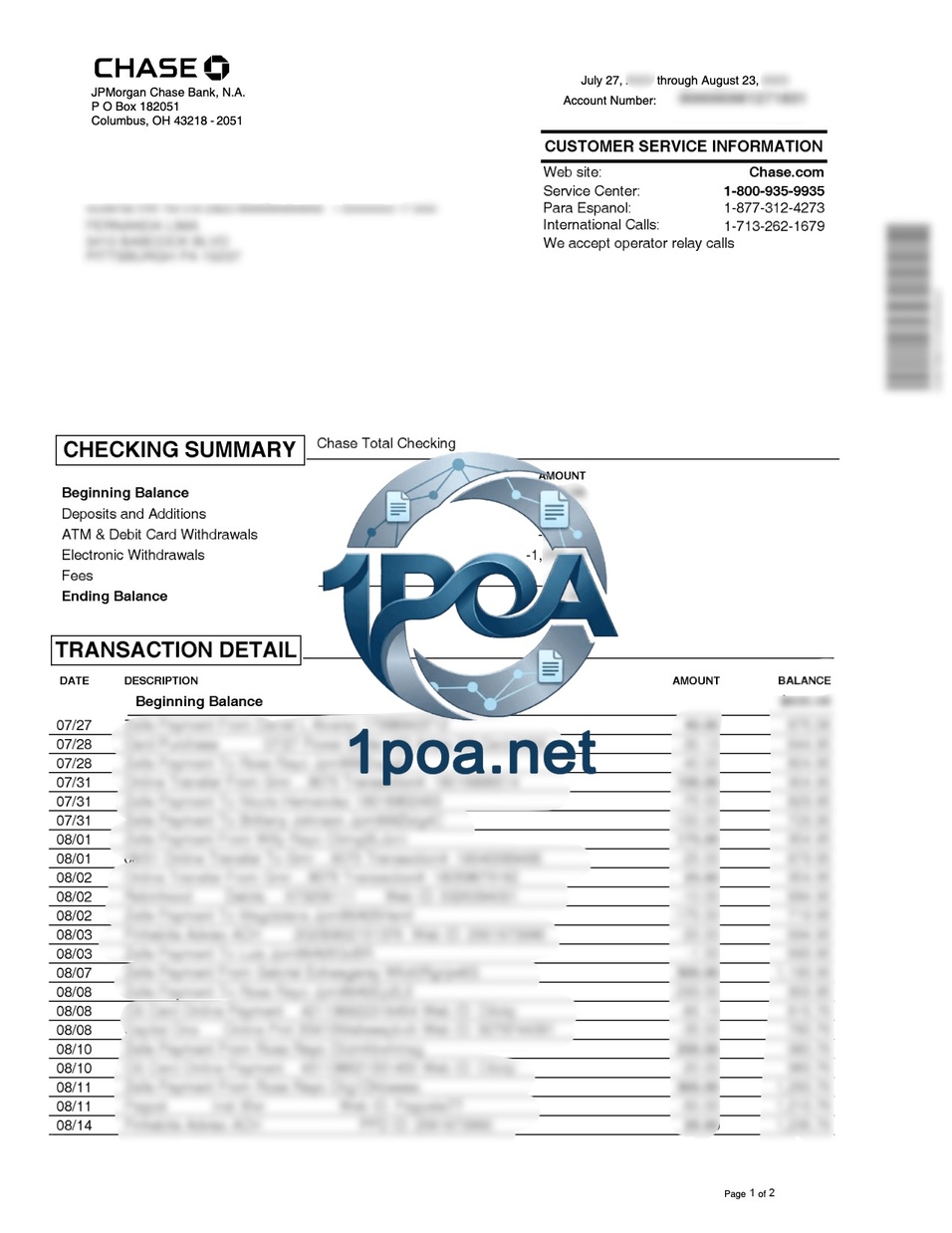 Chase US 美国银行账单 地址证明自动生成器Chase US Bank Statement Address Verification Auto Generator