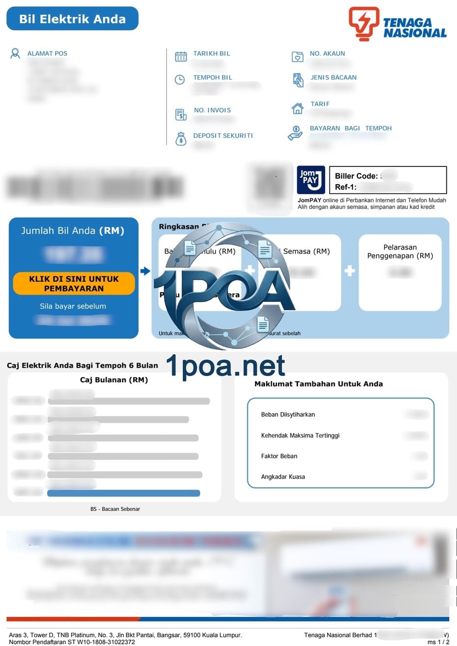 马来西亚 水电费账单 Tenaga Nasional 地址证明 自动生成器 Malaysia Utility Bill Generator Address Verification Automatic Generator